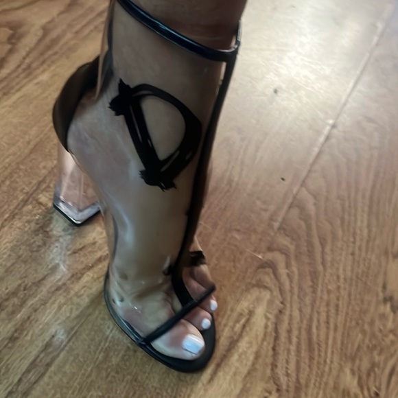 Aldo Clear Chunk Block Bootie Heels Size Sz 7 Do Ya Thing Punk Graffiti Booties - Picture 14 of 15